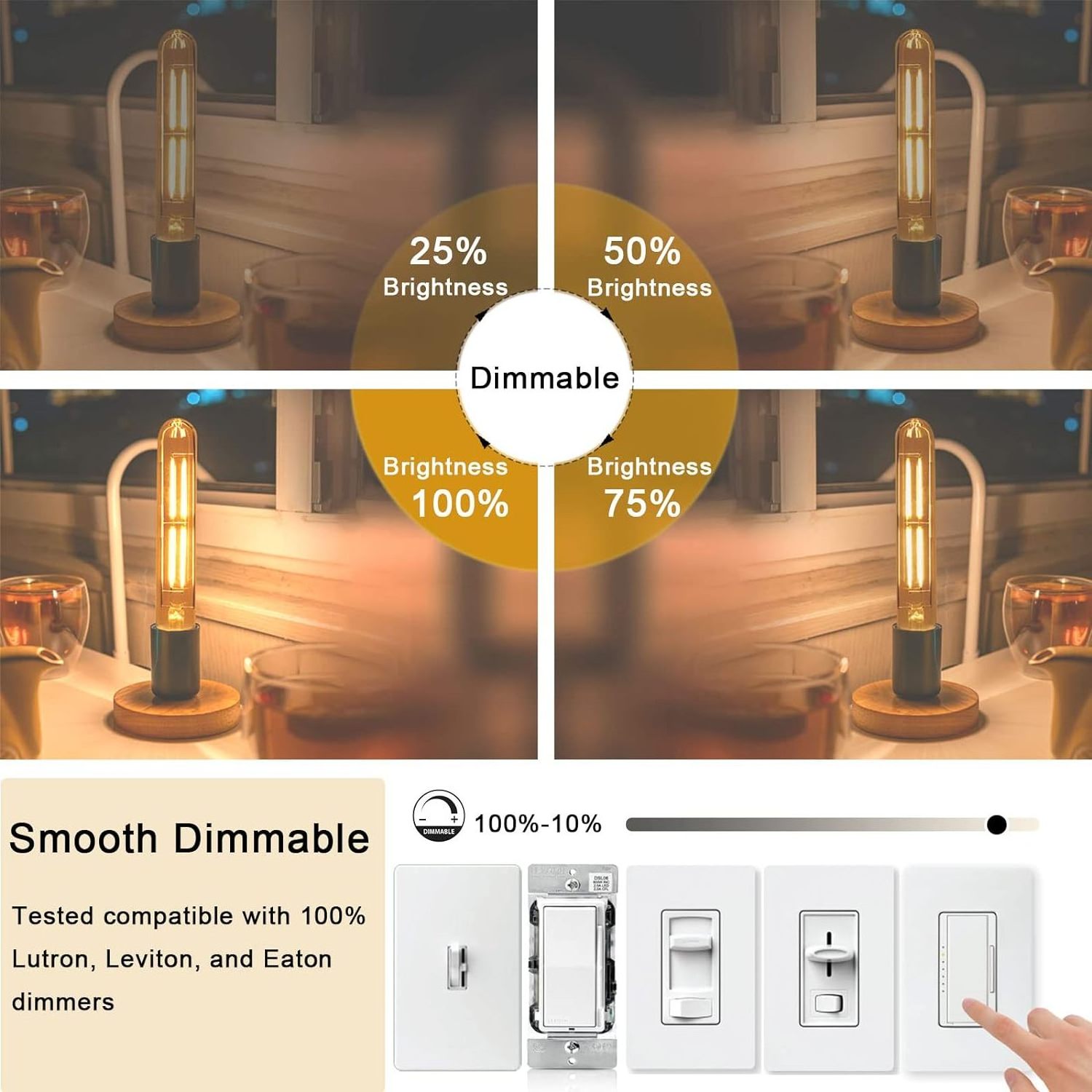 Standard 7.3 Inch E26 Led Bulb 60 Watt Dimmable 2700K Soft White 6W Tubular T10 Long Clear Glass Light Bulb