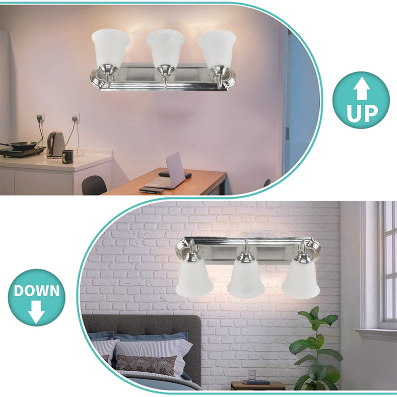 Worbest Modern LED Vanity Light 3 Lights A19 Bulb 9W Wall Mounted Lighting Fixture for Bathroom Living Room