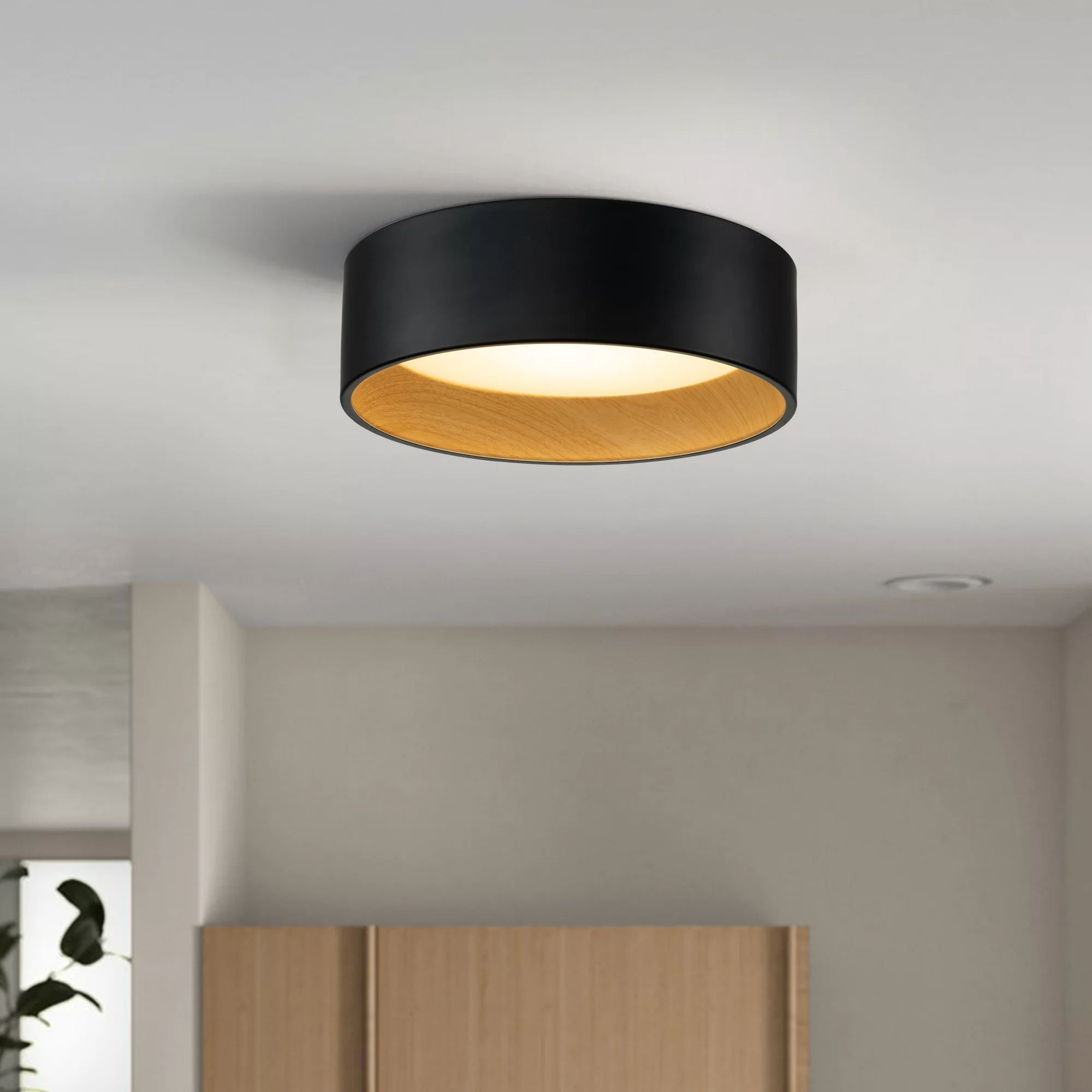 Worbest Macaron Modern Luxury Round Lighting Ceiling Light Fixtures Black Gold LED Flush Mount for Hallway Kitchen Living Room