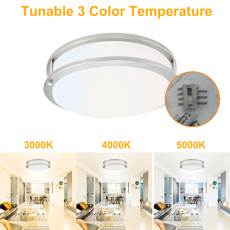 Round White Double-Ring Series Low Flicker Noise free Ceiling Light Led flush mount fixture