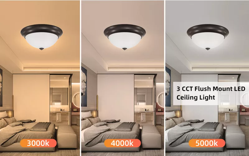 Worbest Modern Simple 5CCT Adjustable Round LED Flush Mounted AC120V 100%-10% Triac Dimming for Living Room LED Ceiling Light