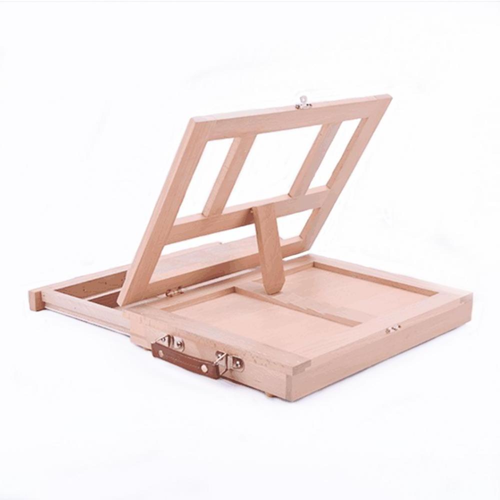 Solid wood table and drawer easel Folding portable oil painting box Desktop sketch drawing board Natural