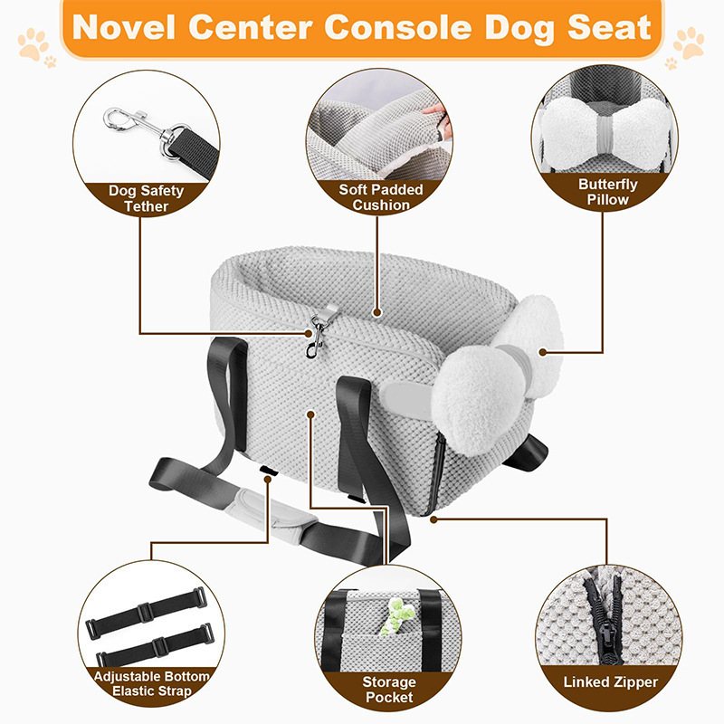 WYST Dog Console Car Seat Dog Cat Booster Seat On Car Armrest Travel Car Carrier Bed For Cat And Small Dog Pet Carrier Bag