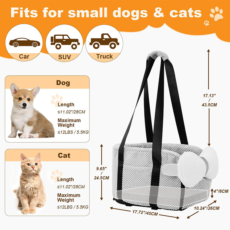 WYST Dog Console Car Seat Dog Cat Booster Seat On Car Armrest Travel Car Carrier Bed For Cat And Small Dog Pet Carrier Bag