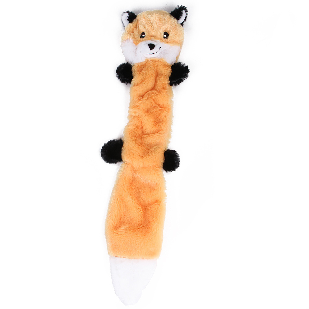 Hot Sale Fox Raccoon and Squirrel Long Plush Dog Squeaky Toy no Stuffing Animal Design Squeeze Popular Pet Dog Toys