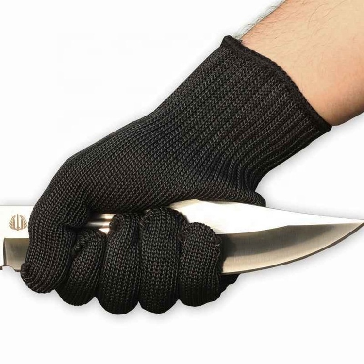 Level 5 Protection Anti-slip Black Stainless Steel Wire Mesh Cut Resistant Gloves Safety Working Kitchen Gloves