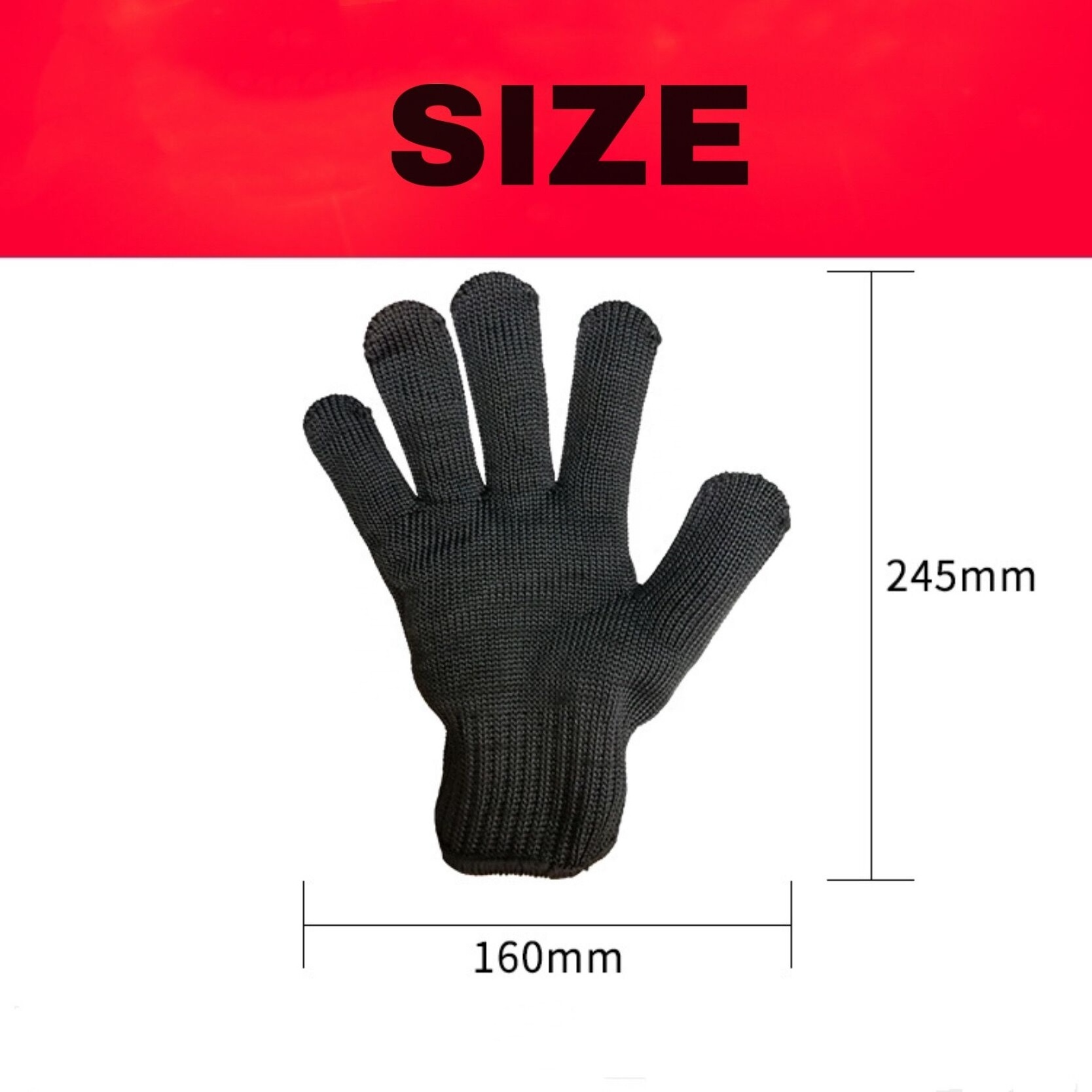 Level 5 Protection Anti-slip Black Stainless Steel Wire Mesh Cut Resistant Gloves Safety Working Kitchen Gloves