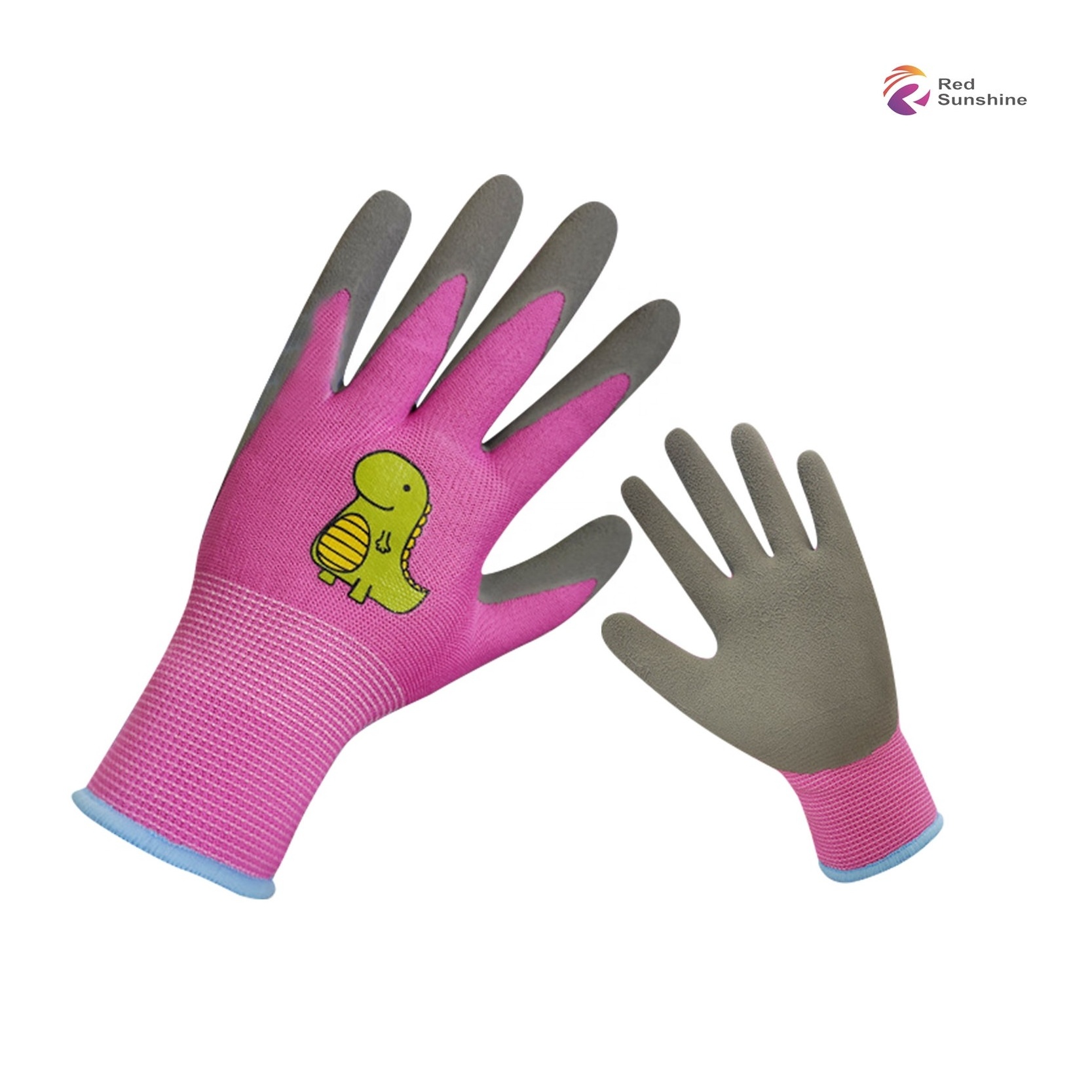 Best Children 3/4 Latex Dipped Polyester Coated Gloves Kids Protective Gloves For Kids Home Gardening Pink