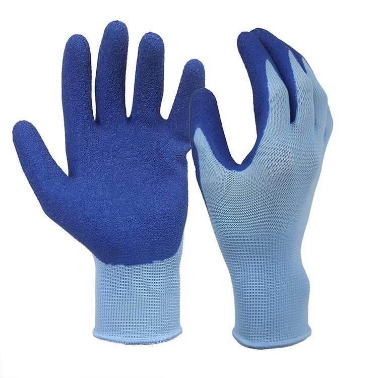 10G Oil Resistant Latex Work Wrinkle Rubber Coated Antiskid brasion Safety Hand Gloves