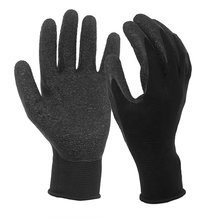 10G Oil Resistant Latex Work Wrinkle Rubber Coated Antiskid brasion Safety Hand Gloves