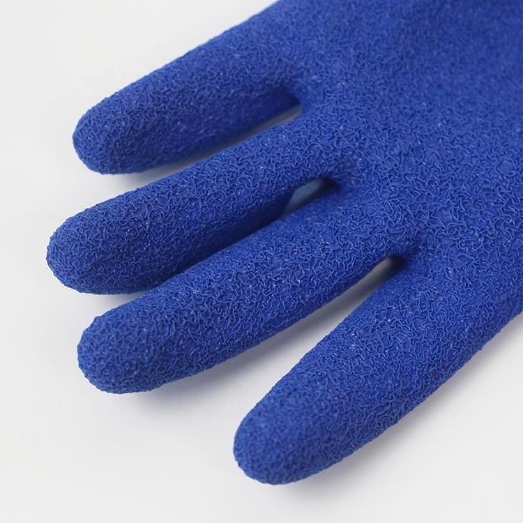 10G Oil Resistant Latex Work Wrinkle Rubber Coated Antiskid brasion Safety Hand Gloves