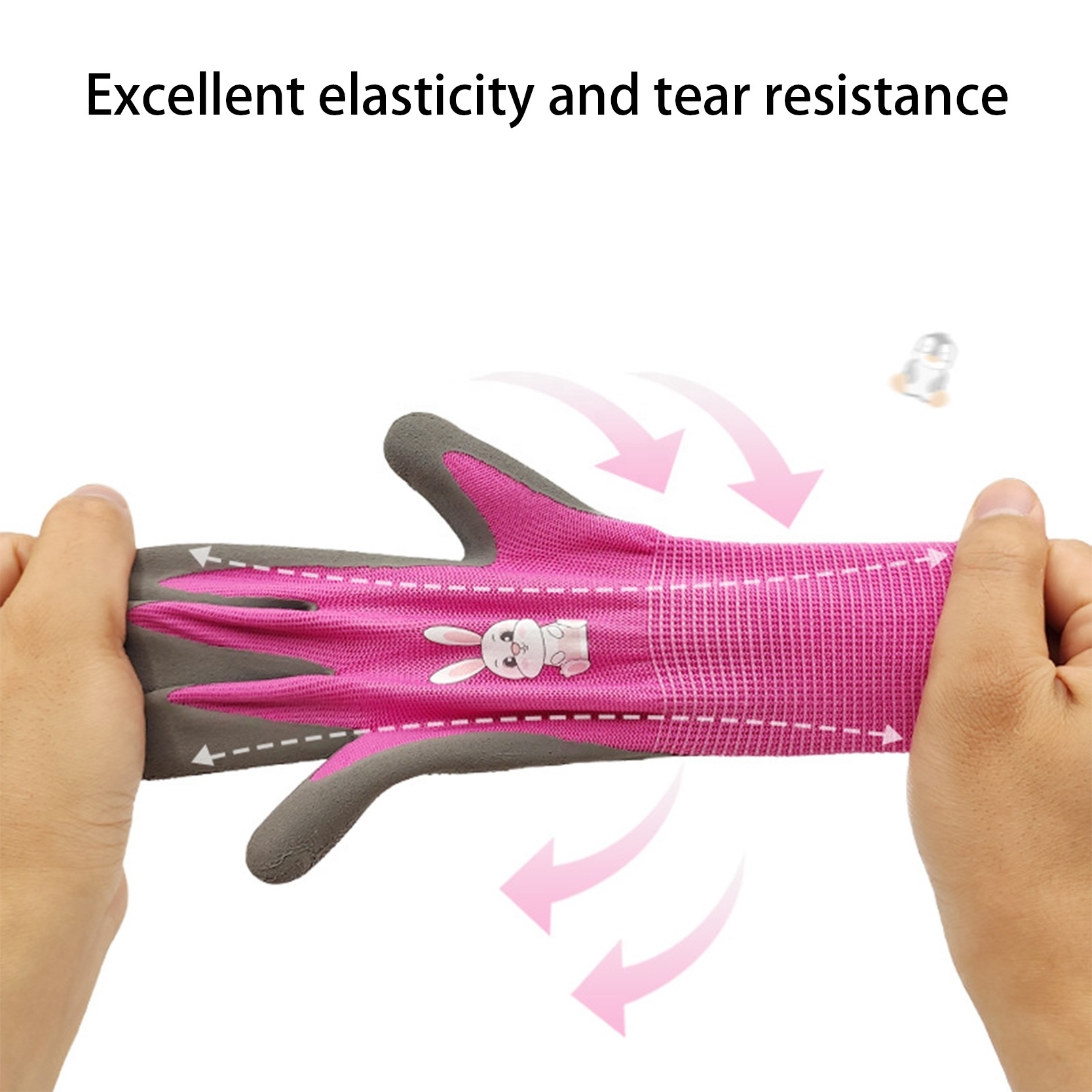 Best Children 3/4 Latex Dipped Polyester Coated Gloves Kids Protective Gloves For Kids Home Gardening Pink