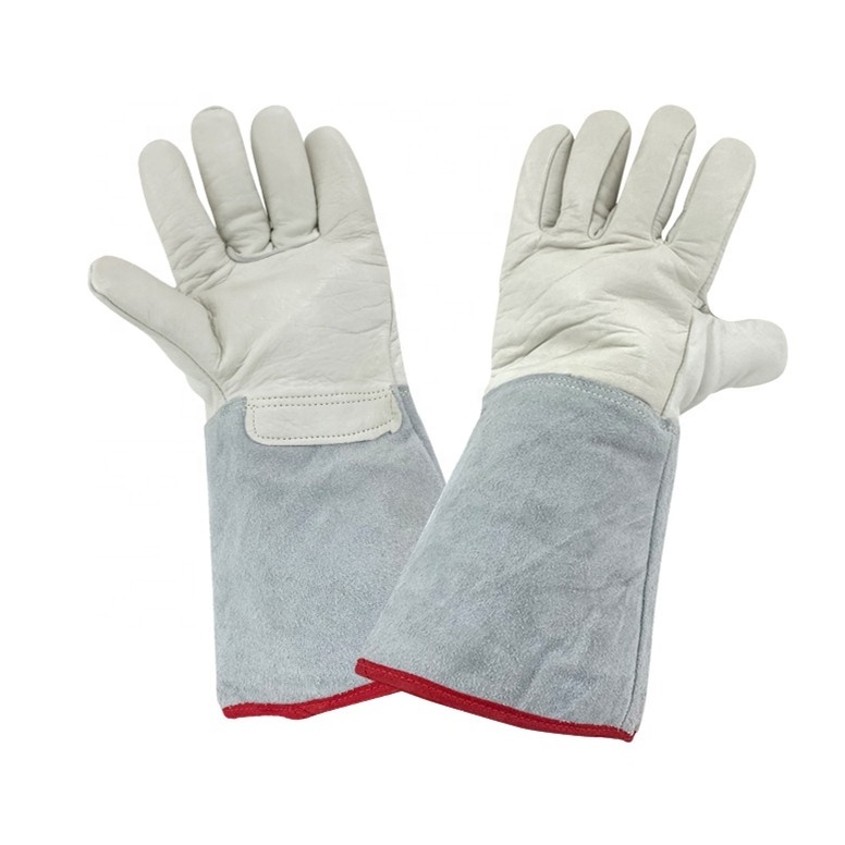 Liquid Nitrogen Low Temperature Resistant Freezer Leather Cryogenic Glove For Dry Ice