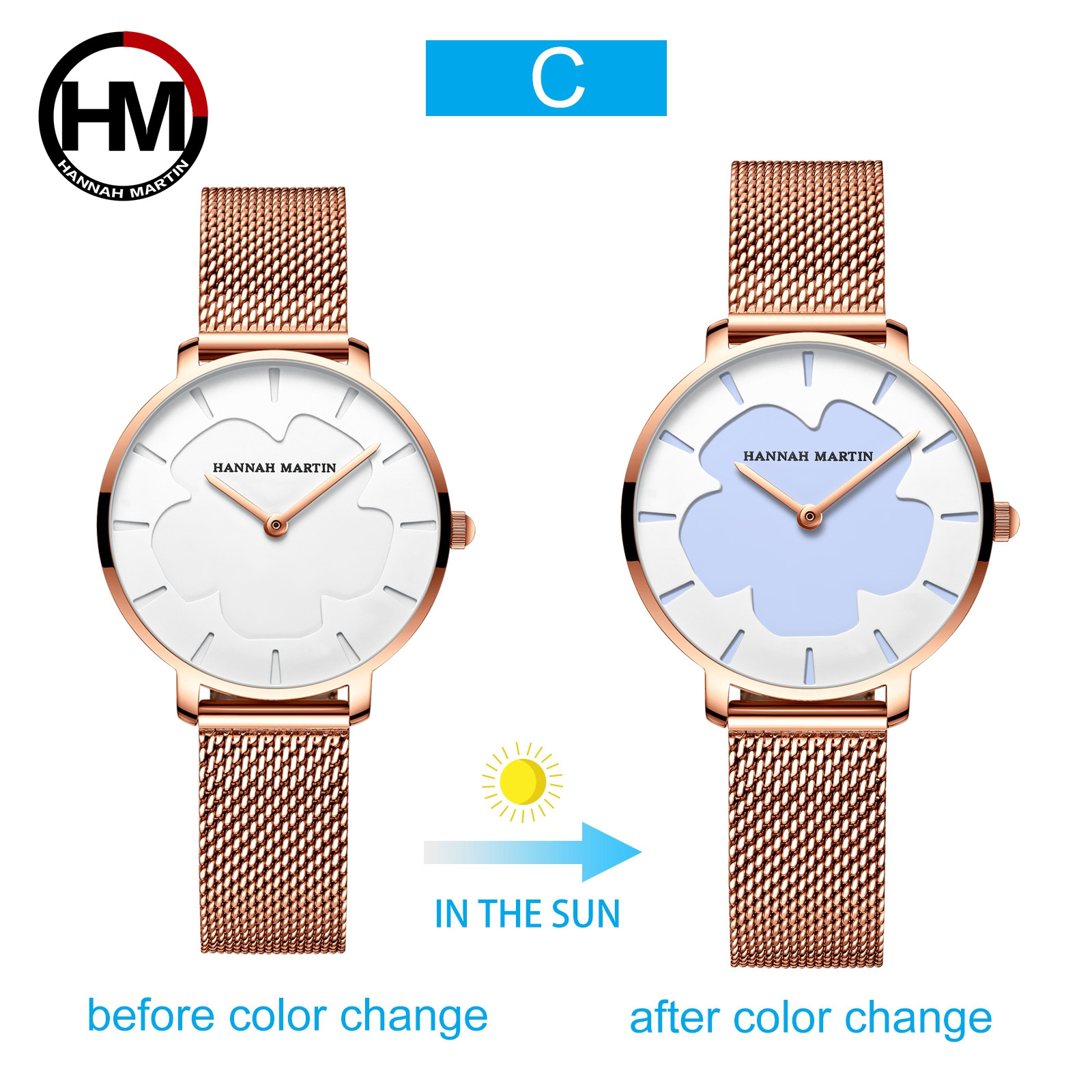 Hannah Martin Watch Factory New Design Changes Color Unique Watch Women Customized Stainless Steel Band Quartz Watches Ladies