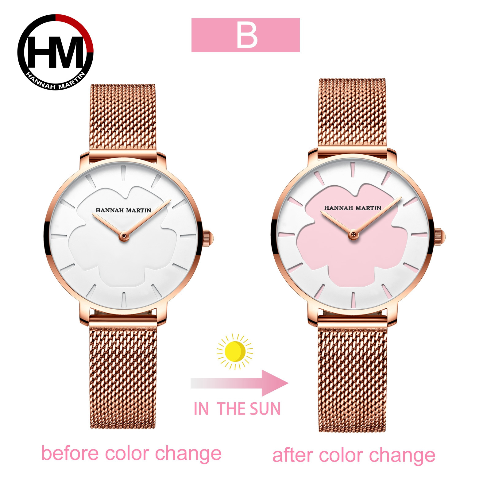 Hannah Martin Watch Factory New Design Changes Color Unique Watch Women Customized Stainless Steel Band Quartz Watches Ladies