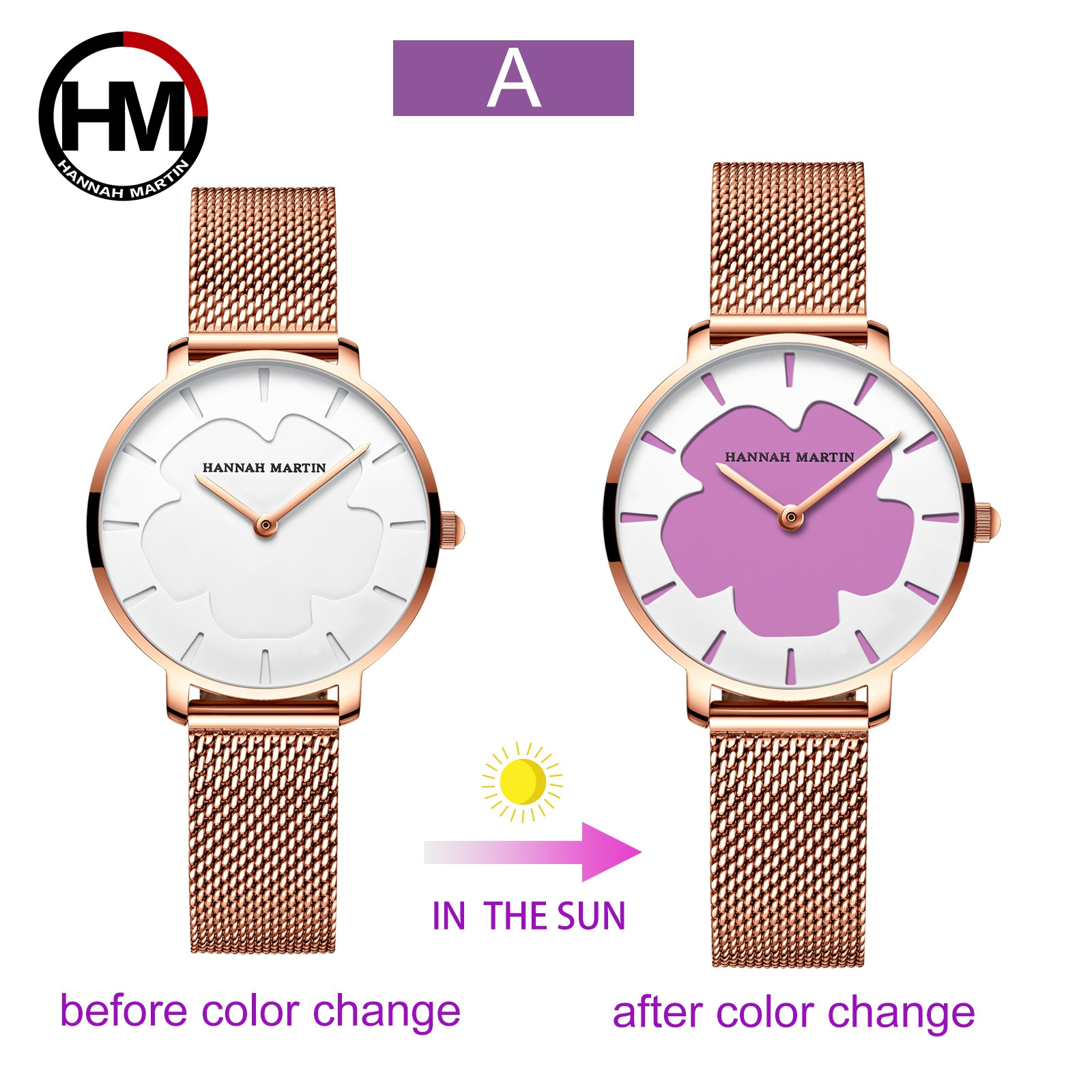 Hannah Martin Watch Factory New Design Changes Color Unique Watch Women Customized Stainless Steel Band Quartz Watches Ladies