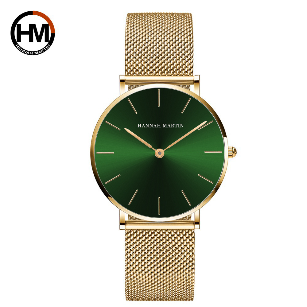 Hannah Martin Watch Factory Japan Movement Exactime Quartz Watches Female Custom Logo Fashion Stainless Steel Watch for Women