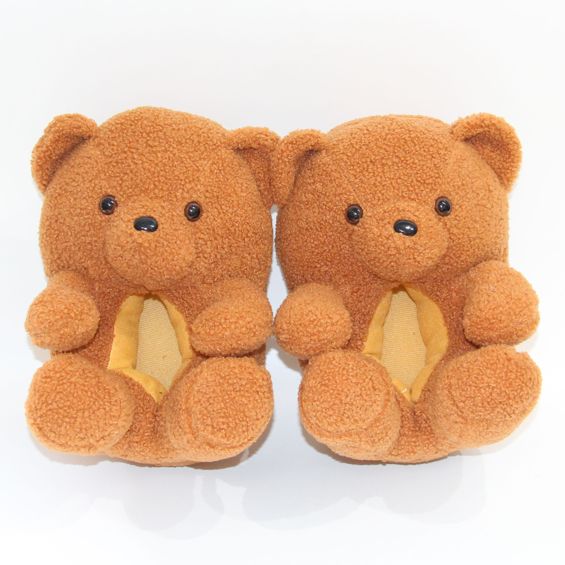 2021 New design children teddy bear slippers toddler teddy soft plush stuffed fluffy animal slippers kids teddy bear slippers