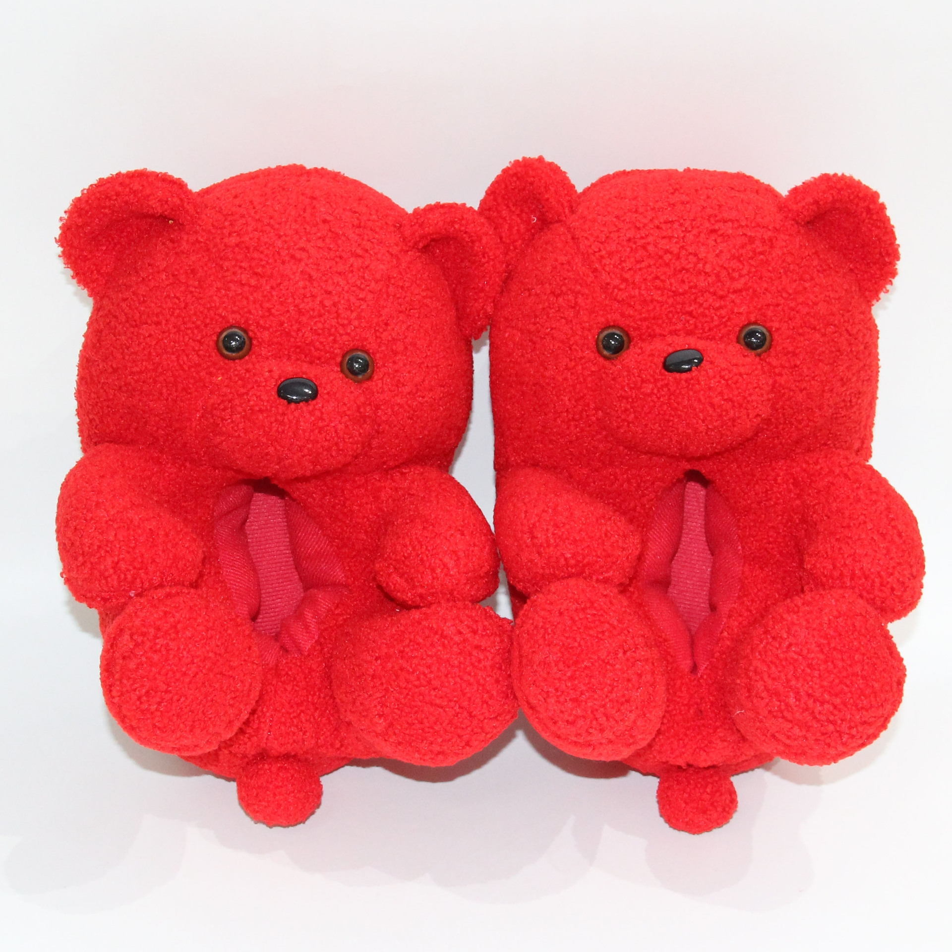 2021 New design children teddy bear slippers toddler teddy soft plush stuffed fluffy animal slippers kids teddy bear slippers