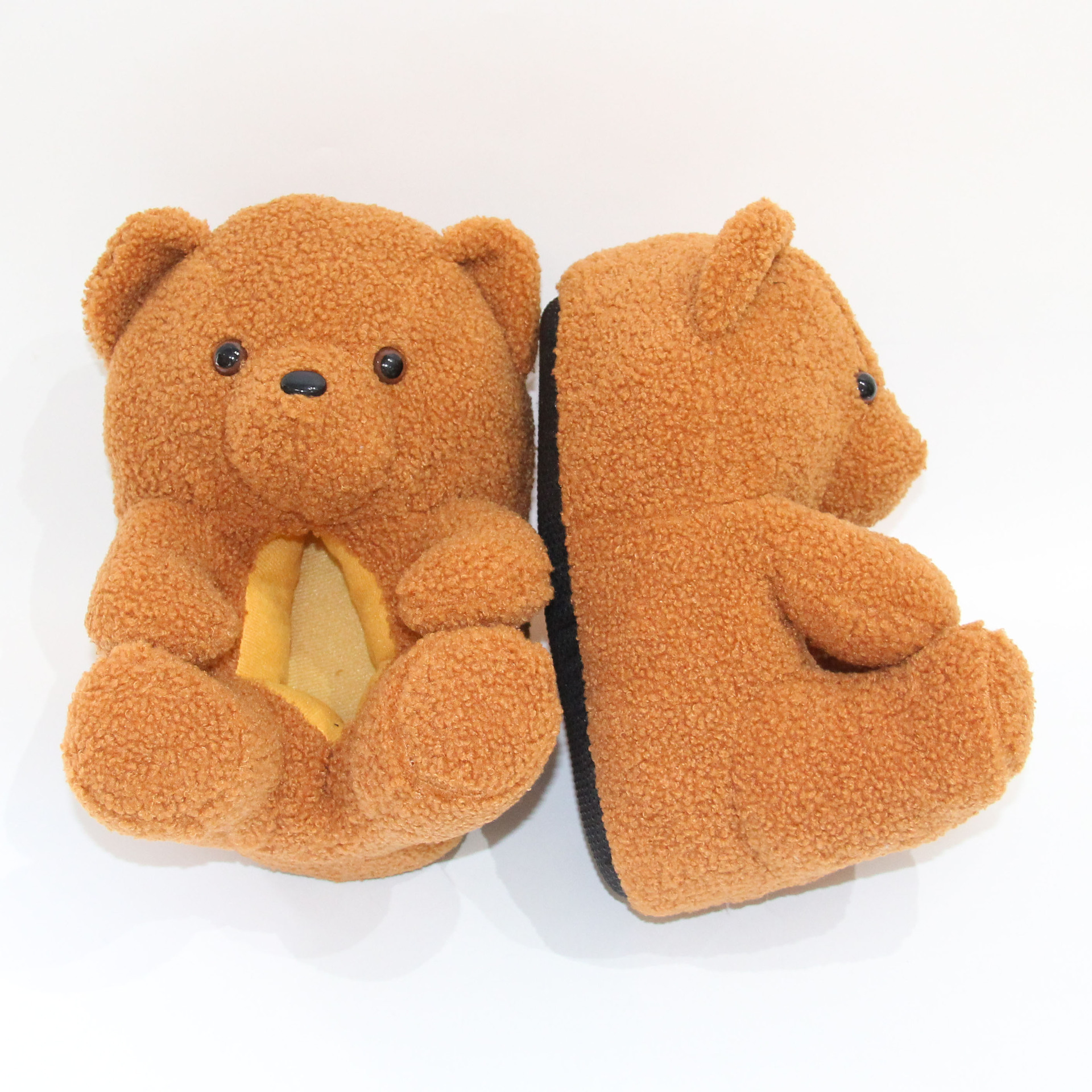 2021 New design children teddy bear slippers toddler teddy soft plush stuffed fluffy animal slippers kids teddy bear slippers