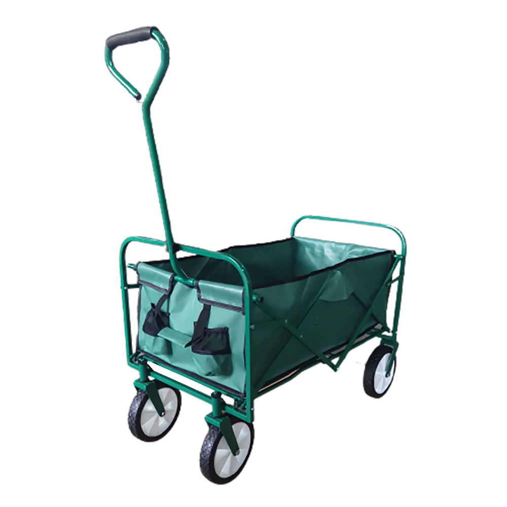 GT1801 Fixed Handle Folding Shopping Wagon Cart With 8x1.75 Inch Plastic Wheel For Shopping ,Fishing