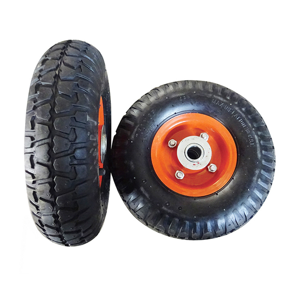 10 inch 3.00-4 3.50-4 Pneumatic Inflatable Rubber Tire Wheel for Hand Truck Trolley Lawn Mower Spreader