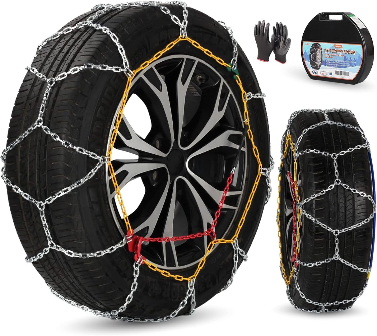 Snow Chain for SUV Truck Pickup Passenger Car, Anti-Skid Tire Chain, Universal Adjustable Portable Emergency Traction Tire Chain