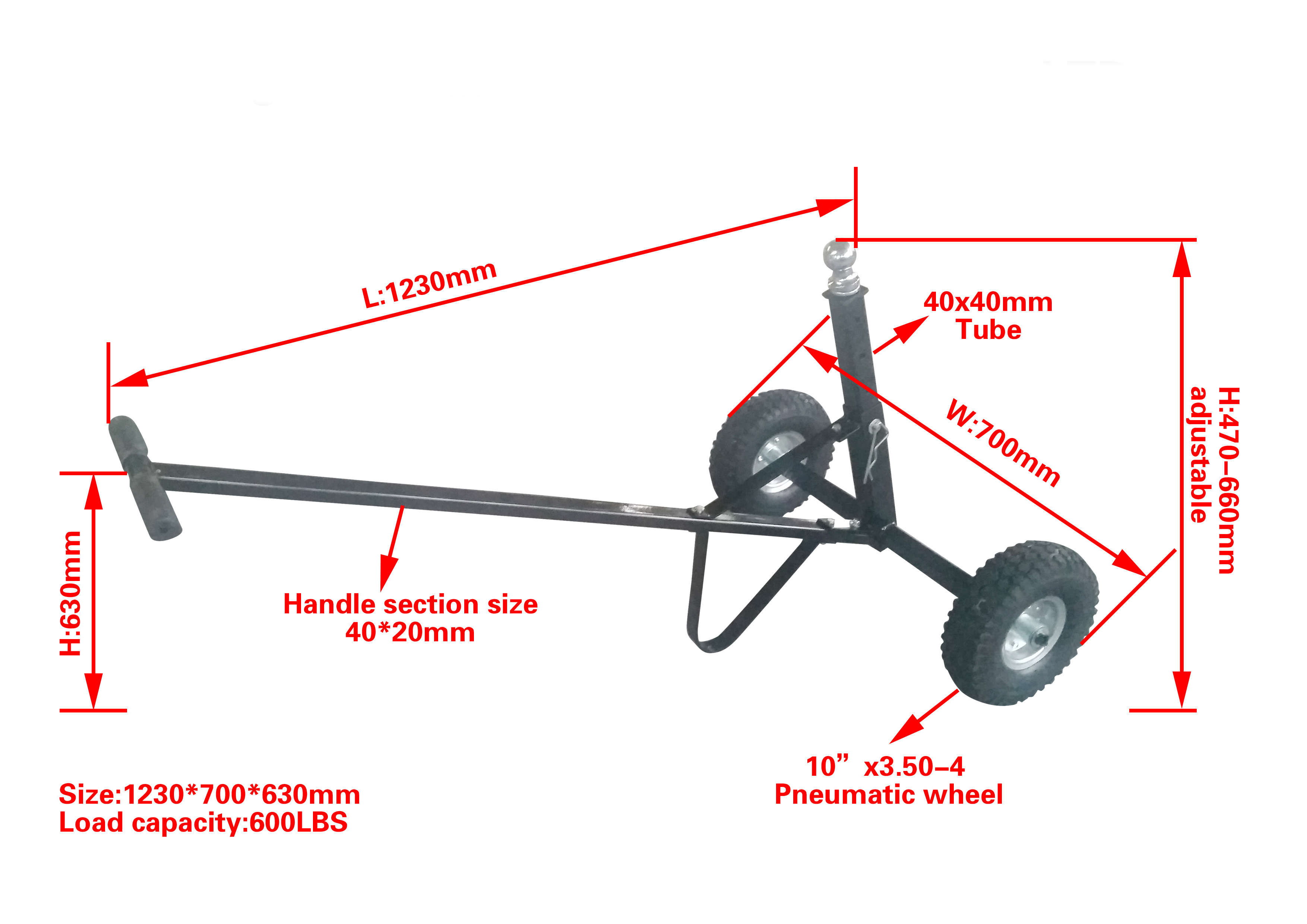 600lb Heavy Duty Utility Trailer Mover Hitch Boat Jet Ski Camper Hand Dolly