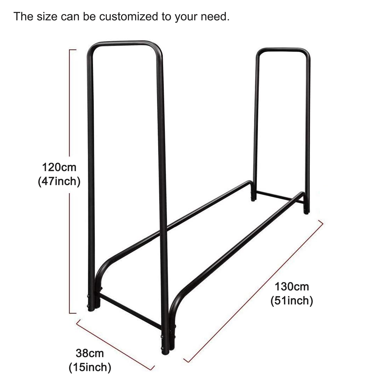 Black Metal Fireplace Wood Pile Storage Stacker Stand Heavy Duty Logs Holder Firewood Rack