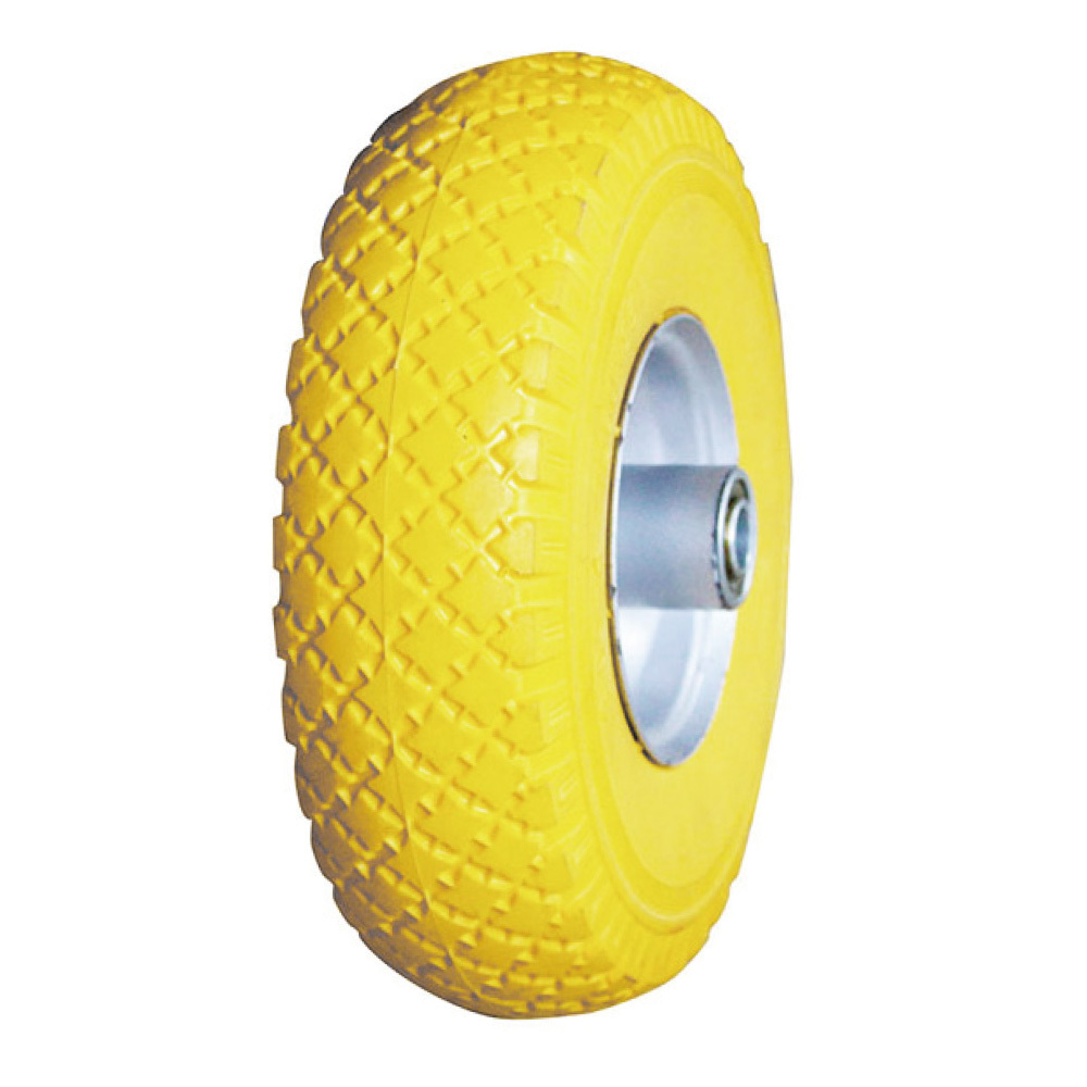 10 inch 3.00-4 3.50-4 PU Polyurethane Foam Puncture Proof Flat Free Tire Wheel for Hand Truck Trolley Spreader Lawn Mower