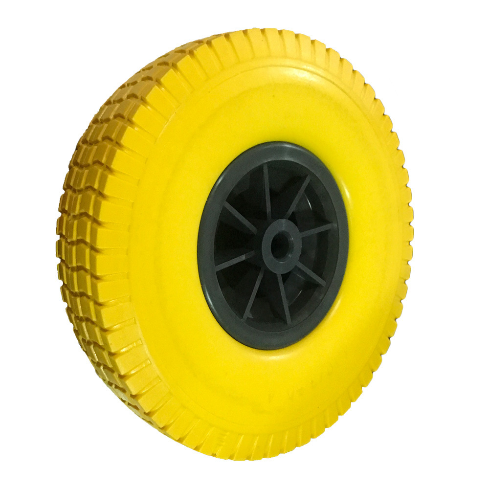 10 inch 3.00-4 3.50-4 PU Polyurethane Foam Puncture Proof Flat Free Tire Wheel for Hand Truck Trolley Spreader Lawn Mower