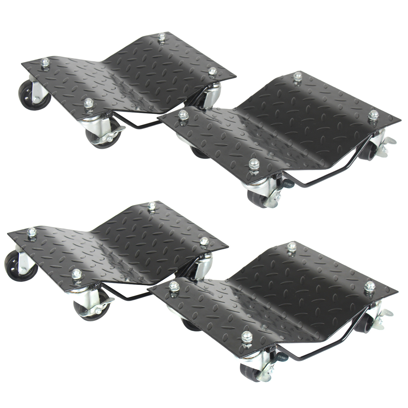 Car Dolly, Heavy Duty Wheel Dolly Vehicle Tire Skates with 6,000 lbs Total Capacity Silver Set of 4