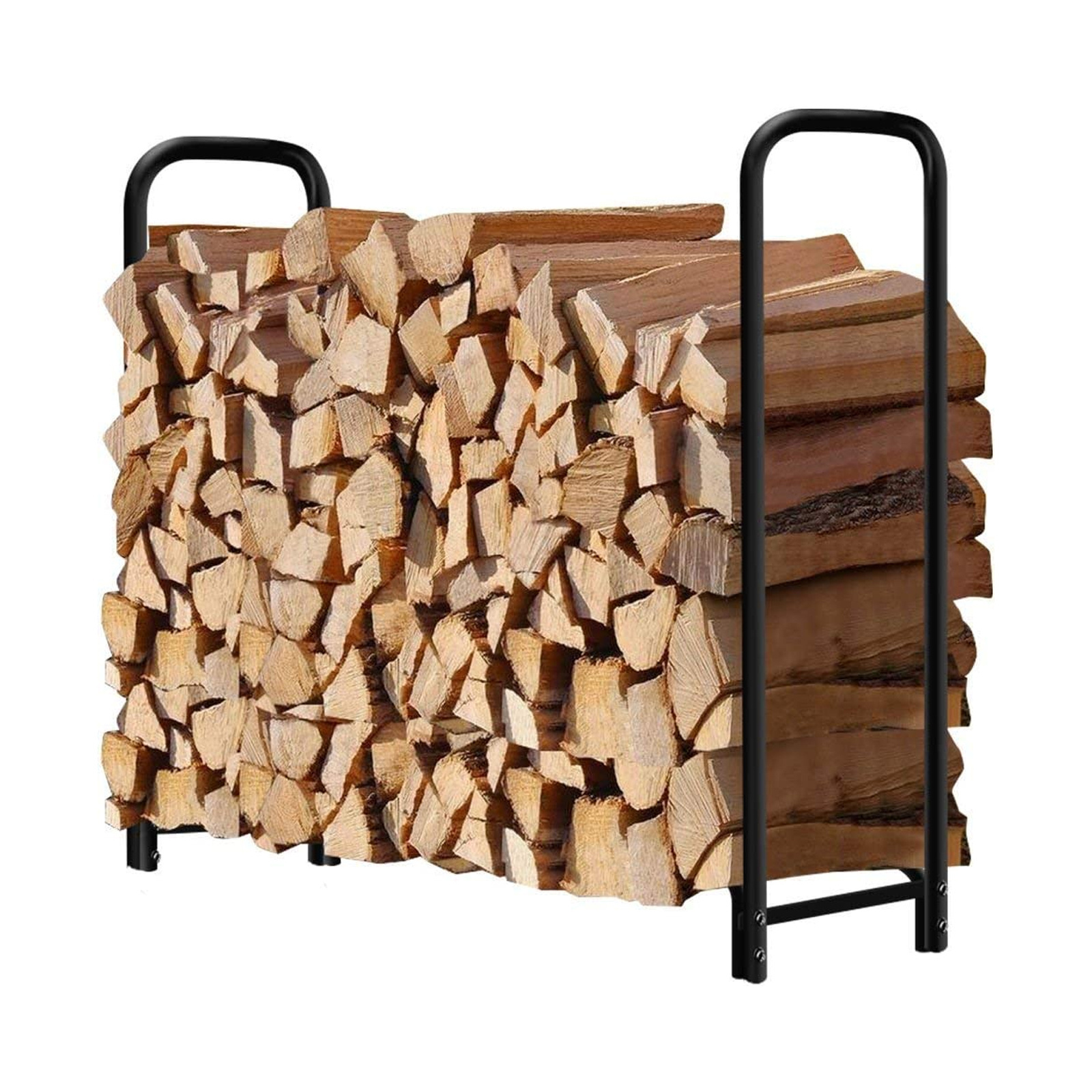 Black Metal Fireplace Wood Pile Storage Stacker Stand Heavy Duty Logs Holder Firewood Rack