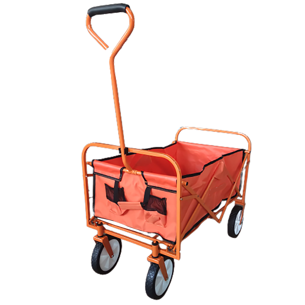 GT1801 Fixed Handle Folding Shopping Wagon Cart With 8x1.75 Inch Plastic Wheel For Shopping ,Fishing