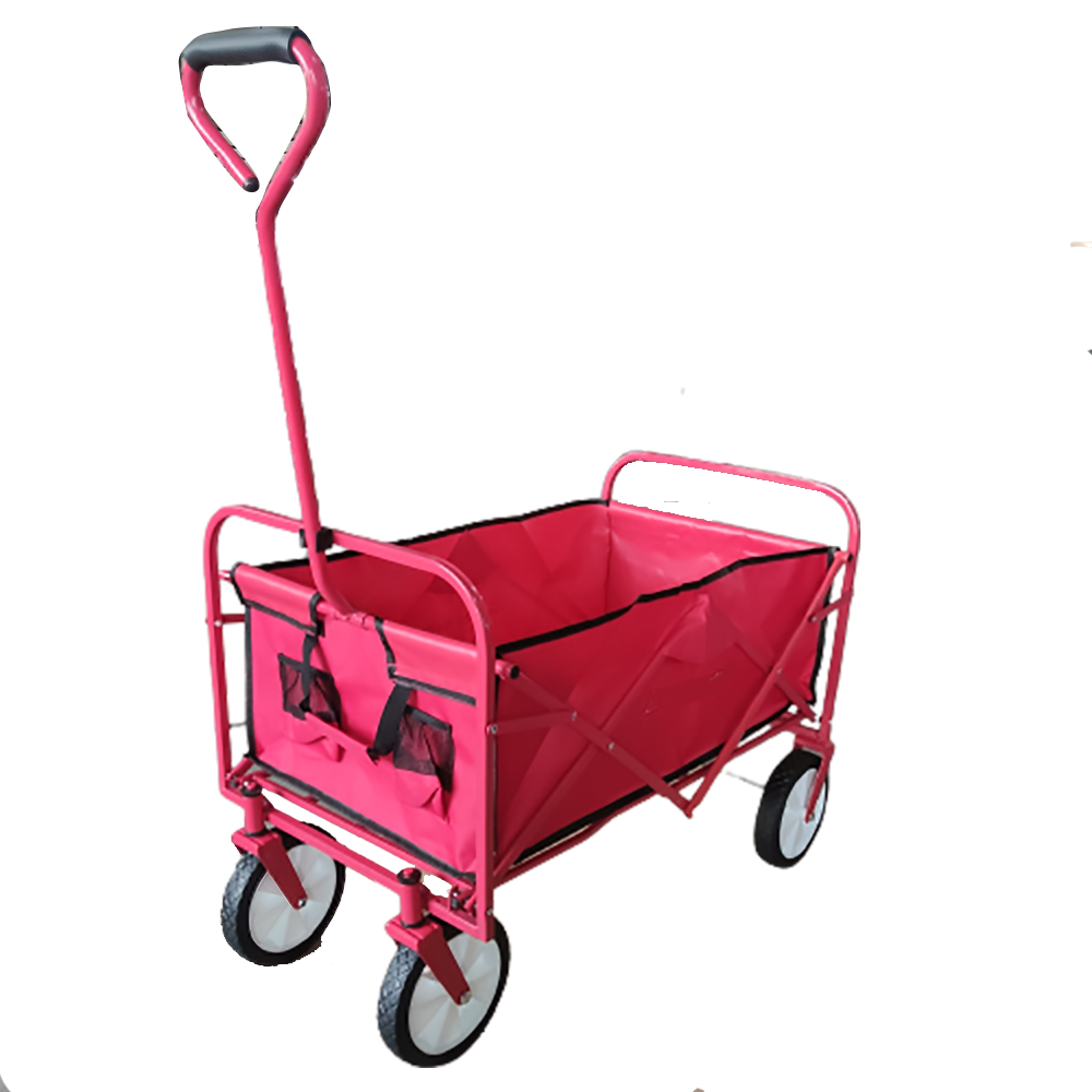 GT1801 Fixed Handle Folding Shopping Wagon Cart With 8x1.75 Inch Plastic Wheel For Shopping ,Fishing