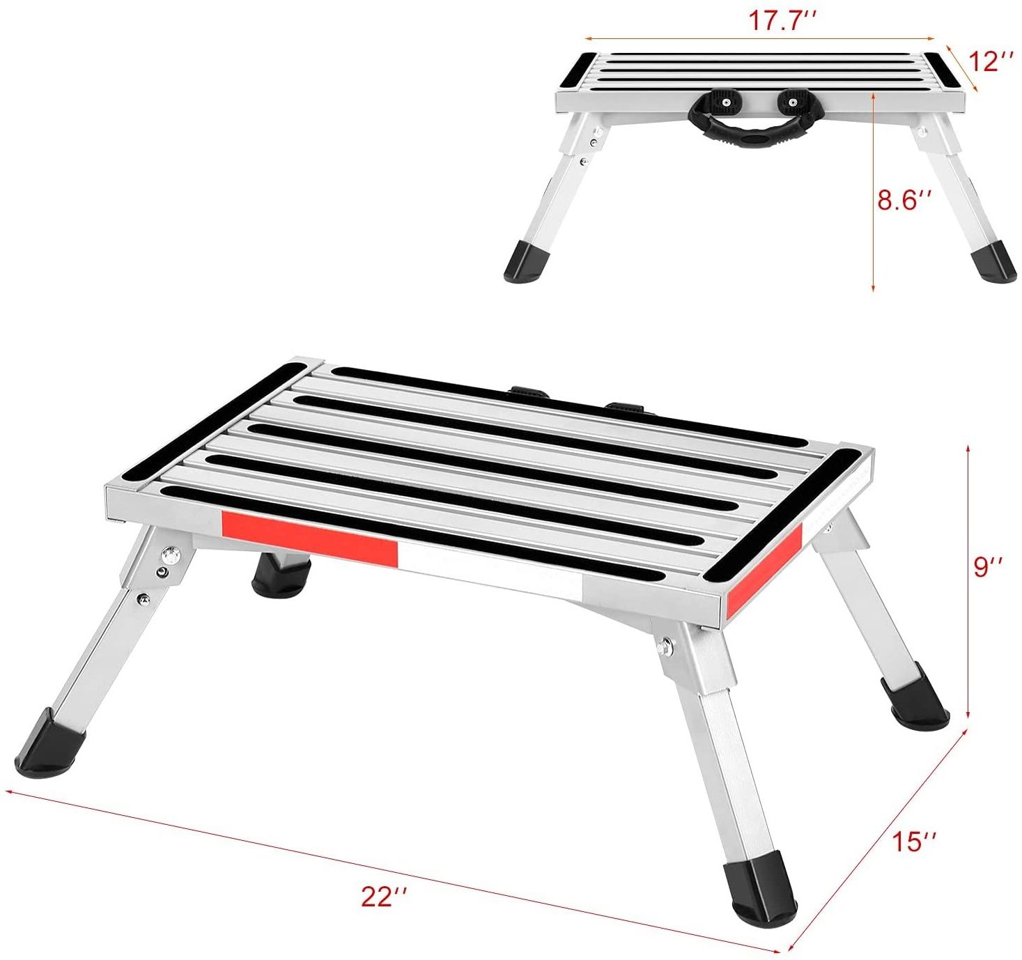 Anti-Slip Steel Aluminum Folding One Step Ladder For Working Platform RV Step Ladder