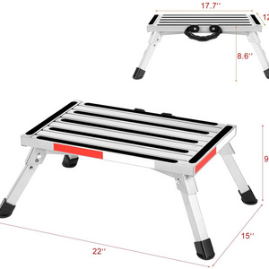 Anti-Slip Steel Aluminum Folding One Step Ladder For Working Platform RV Step Ladder