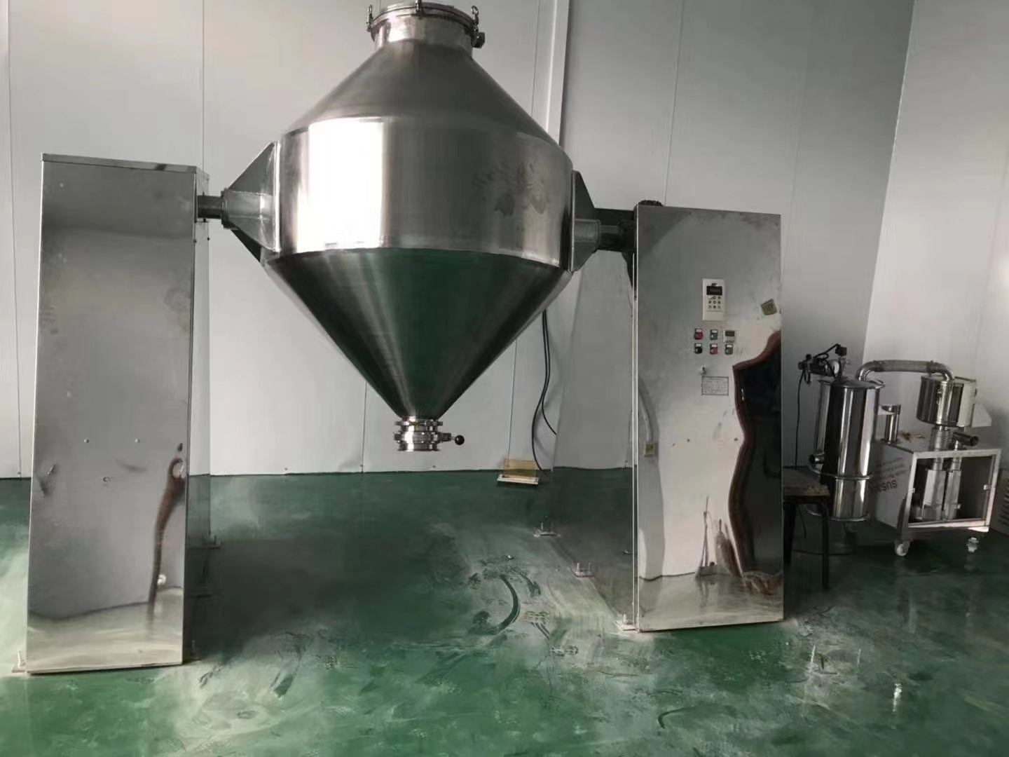 High Quality Acuracy Double Cone Powder Mixer Industrial Food Flour Automatic Rotary Mixing Machine With Protective Fence