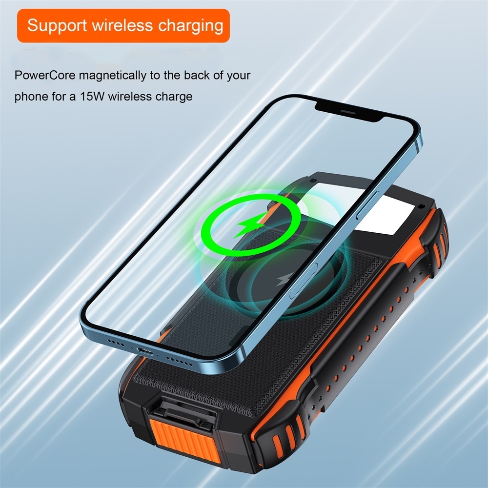 Portable Solar Power Bank 15W Magnetic Wireless Charging Powerbank Mobile Phone Battery Case