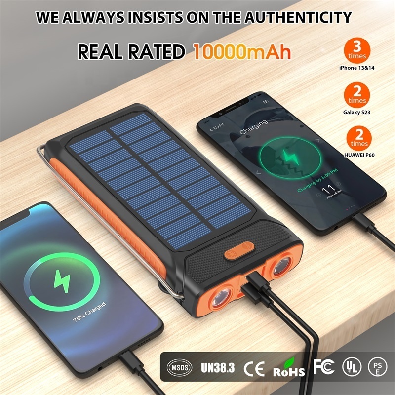 Solar Power Bank Solar Charger 10000mAh Power Bank Portable Charger External Battery Pack