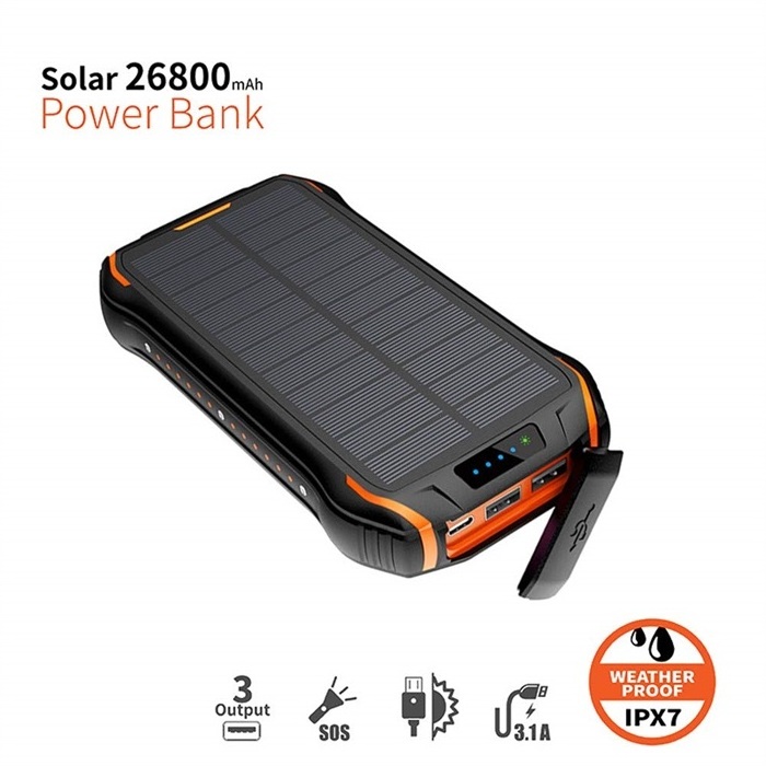 26800mAh Large Capacity Waterproof Dual USB Outdoor Portable Wireless Charging Solar Power Bank