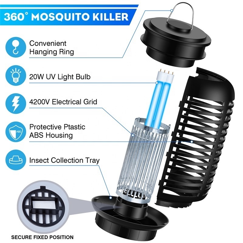 Eco Friendly Bug Zapper 20W Powerful Electric Pest Control Mosquito Killer For Indoors Outdoors