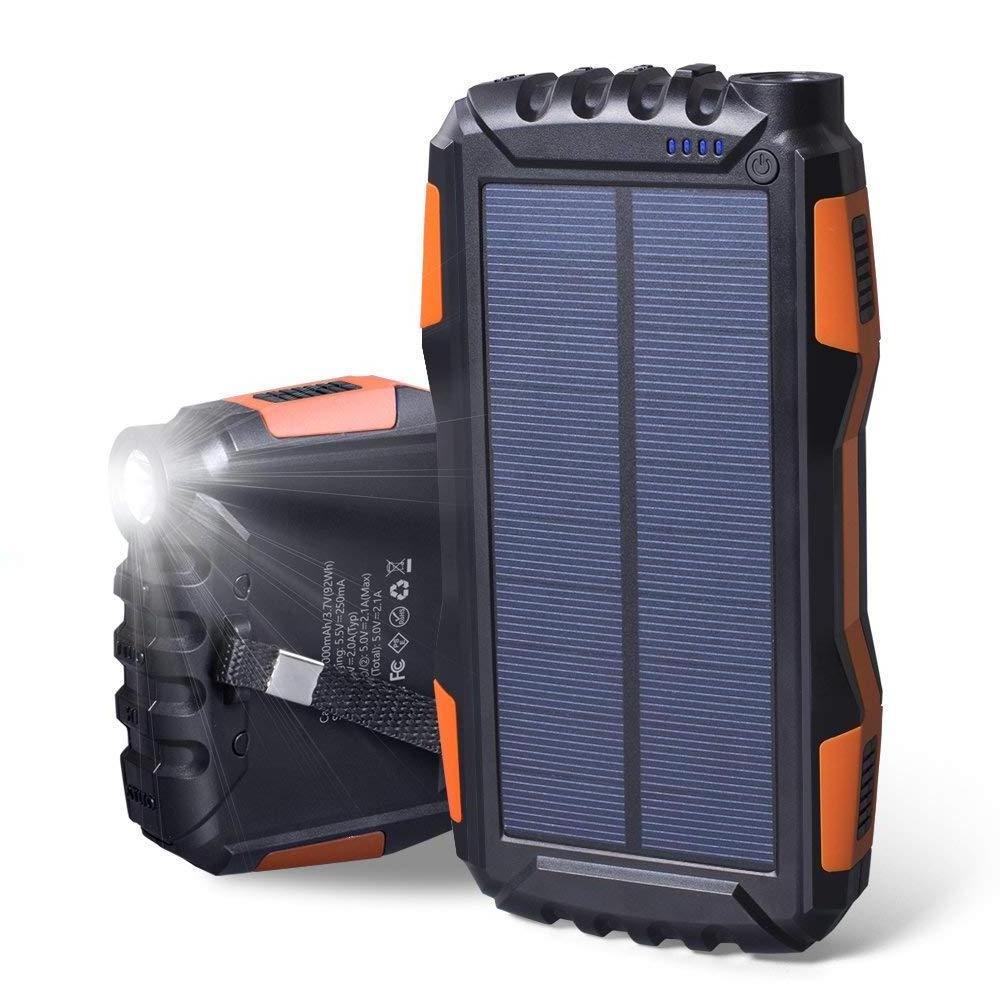 26800mAh Large Capacity Waterproof Dual USB Outdoor Portable Wireless Charging Solar Power Bank