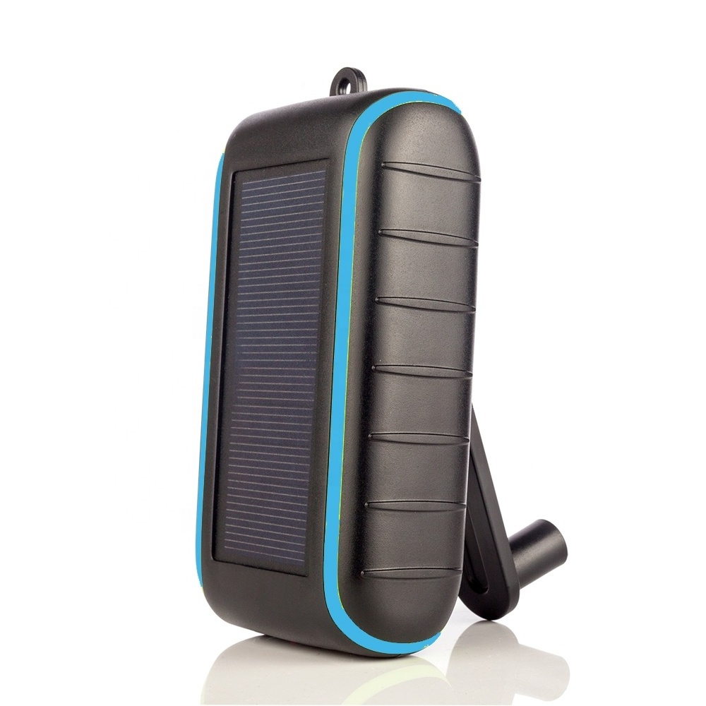 Portable Hand Crank Flashlight 10000mAh Solar Power Dynamo Battery Charger with Dual USB