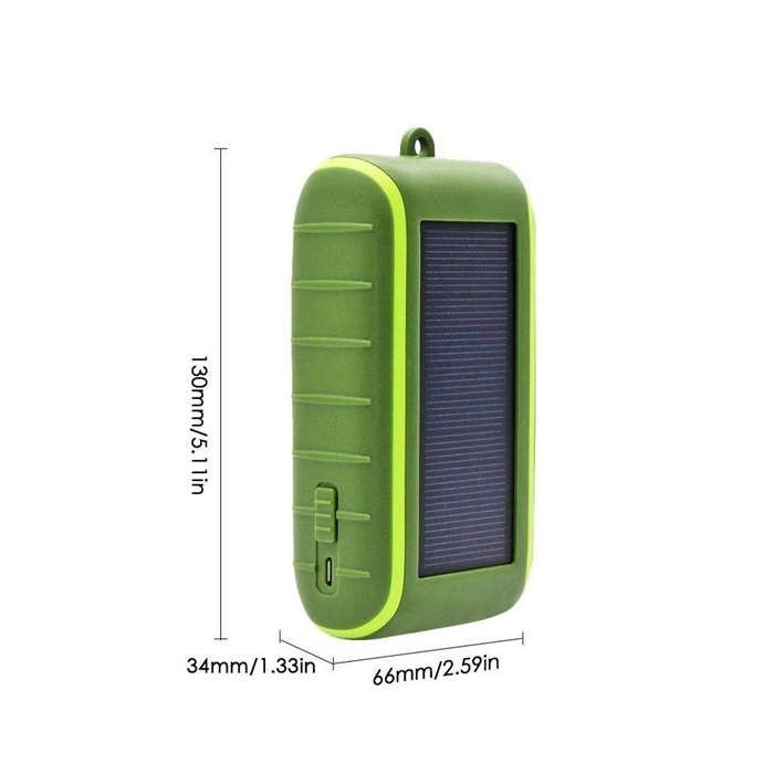 Hand Crank 8000mah Battery Charger Solar Portable Power Bank with Dual USB and LED Light