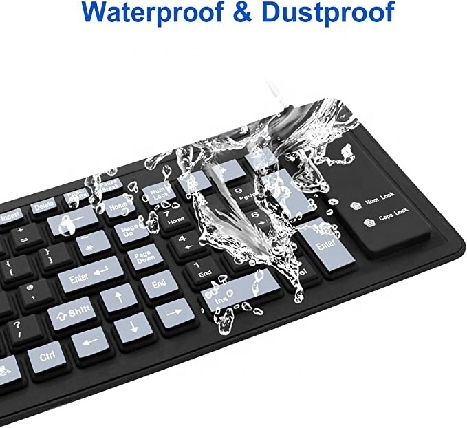 Upgrade Spanish Flexible Keyboard,Waterproof Foldable Portable Soft Silicone Keyboard USB Wired Roll-up Silica Gel Computer PC