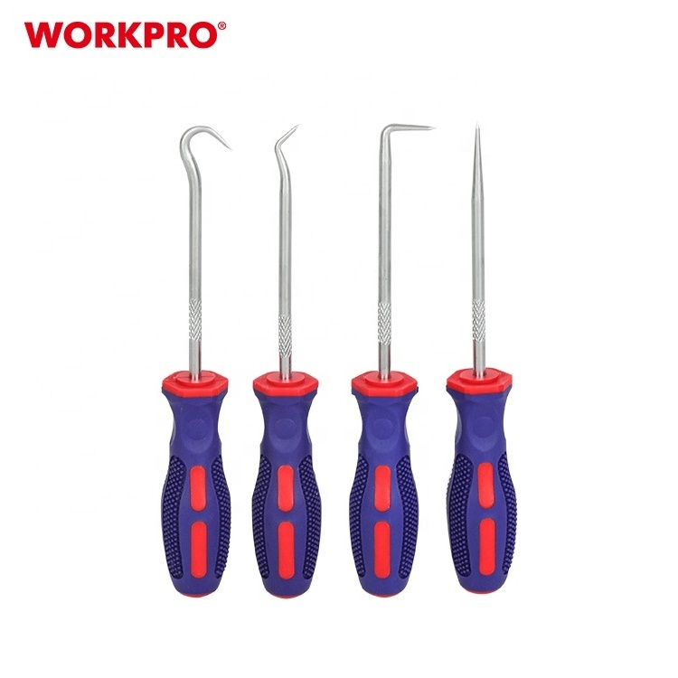 WORKPRO 4PC Pick And Hook Set Car Pick Tool Set Automotive Hand Pick Up Tools