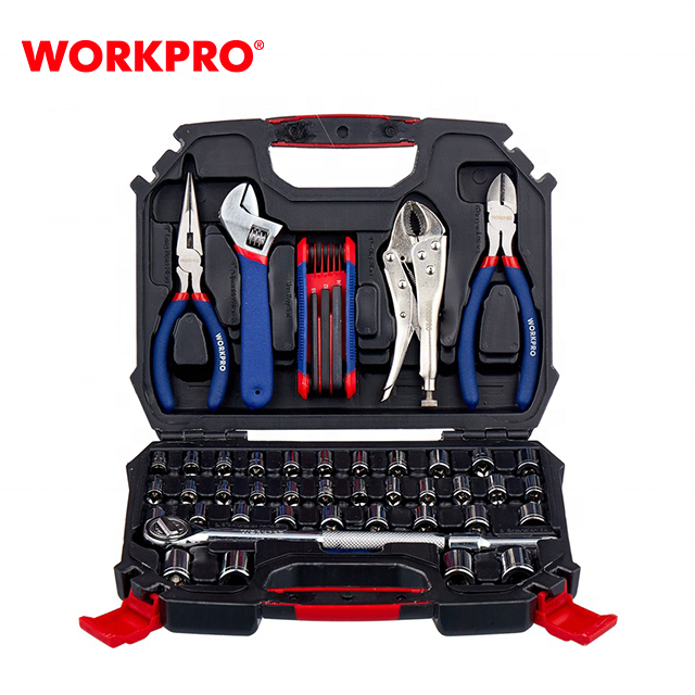 WORKPRO 52 PC Mechanical Hand Tool Kit with Tool bag Storage Case Hand Plastic File Electrical Tool File Set