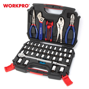 WORKPRO 52 PC Mechanical Hand Tool Kit with Tool bag Storage Case Hand Plastic File Electrical Tool File Set