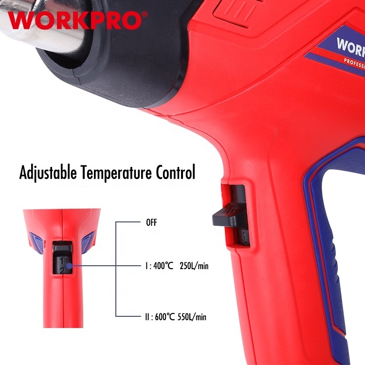 WORKPRO 2000W Heat Gun Variable Temperature Control 4 Nozzles Electric Heat Gun